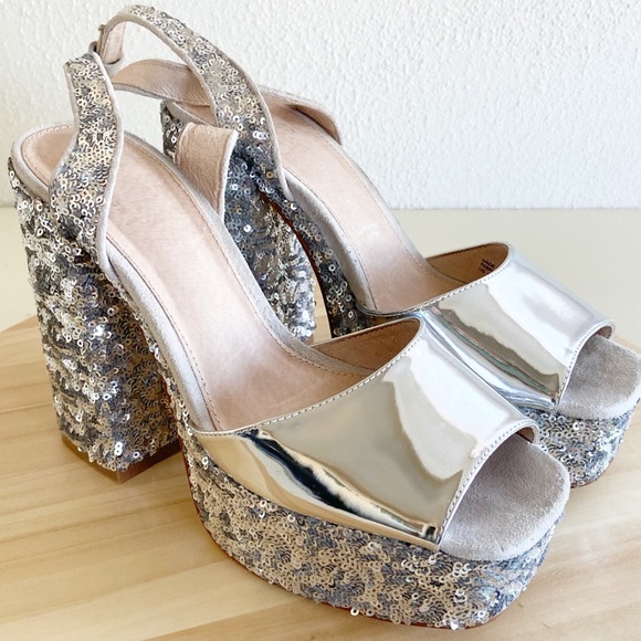 Shellys London Shoes - Shelly's London Dena Sequin Platform Pumps Heels